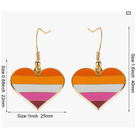Groovy HEART Earrings With a 60s 70s Vibe - Picture 2 of 3